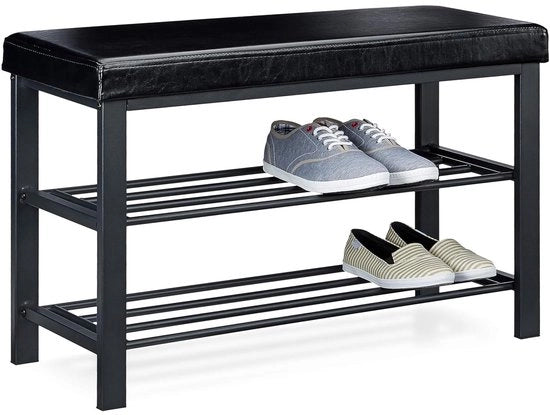 Banca per scarpe - Combinata di ripiano e gruccia - 1 pezzo - Legno e metallo - 49x81x31 cm