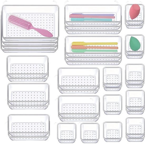 Organizzatore di cassetti, 36 posizioni, con 4 misure, organizzatore di cassetti, organizzatore di make-up, organizzatore di cucina per ufficio, ufficio, cucina, bagno