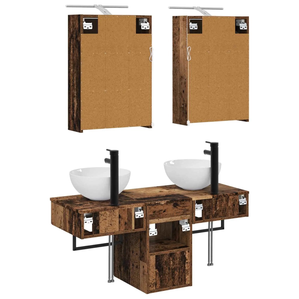 Set di Armadi da Bagno 5 pcs Legno antico 43 x 16 x 62,5 cm 3406285