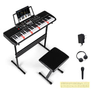 Tastiera pianoforte 61 tasti elettrica 200 ritmi 200 toni 70 demo-Tastiera supporto regolabile sgabello adesivi note principianti adolescenti