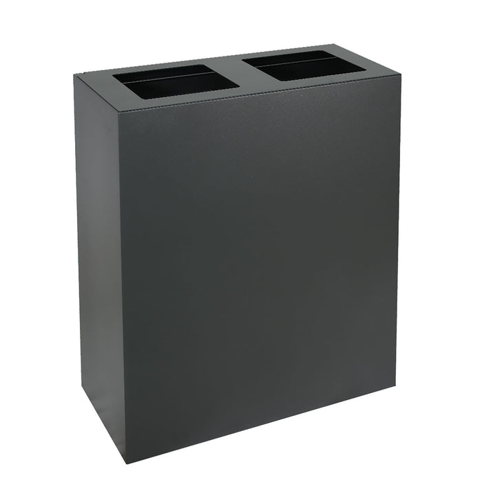 Pattumiera per Raccolta Differenziata 2 Scomparti Capacità 120 lt 60x30x80 cm in Acciaio Antracite