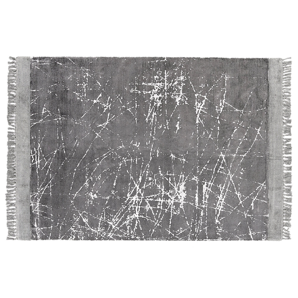 Tappeto moderno in viscosa con frange 160 x 230 cm grigio stile moderno contemporaneo camera da letto soggiorno
