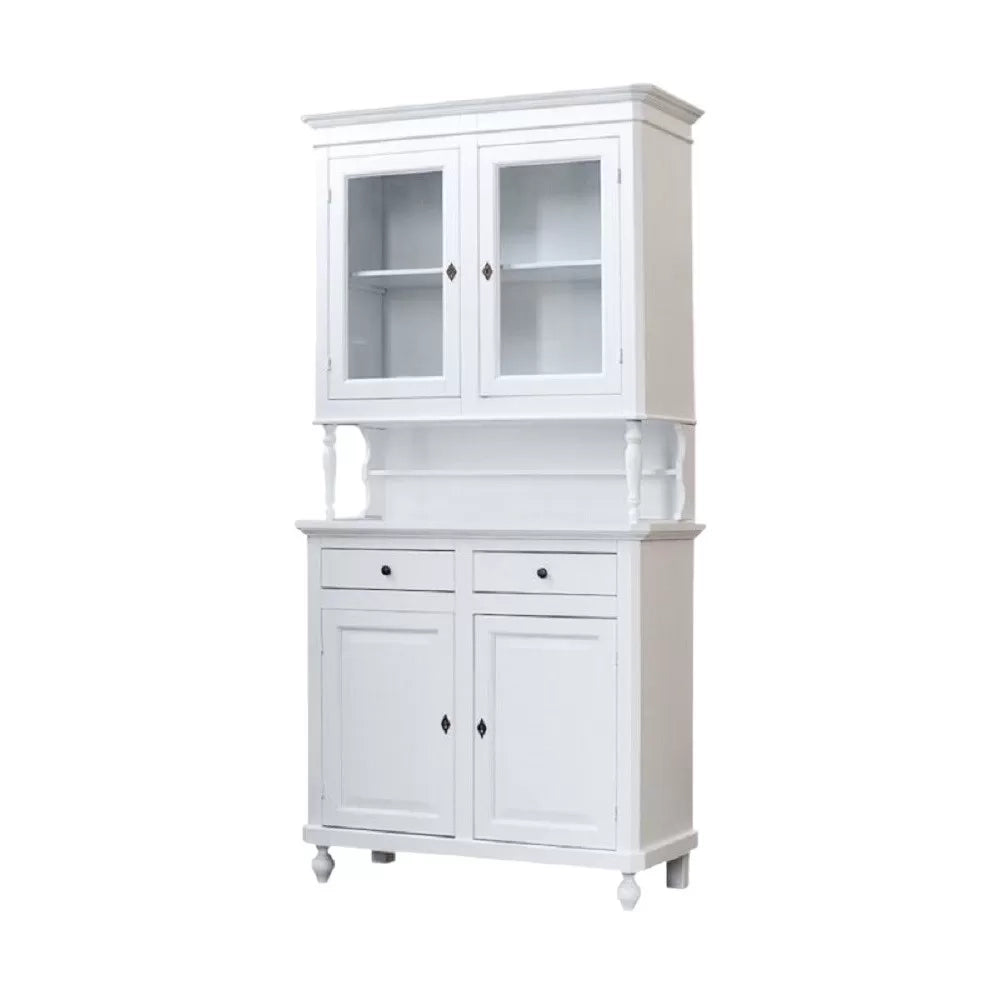 Cristalliera arte povera 2 porte in legno shabby bianco 104x43x205 (1189) - Mobili 2G