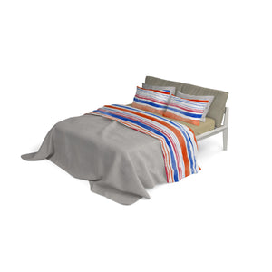 Set Lenzuola 1 Piazza e Mezzo con Stampa Sopra Sotto e Federe Strisce