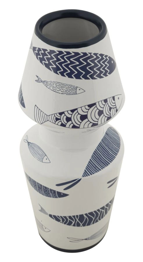 Vaso Ceramica Fish Double Ø14x34 cm in Ceramica Multicolor