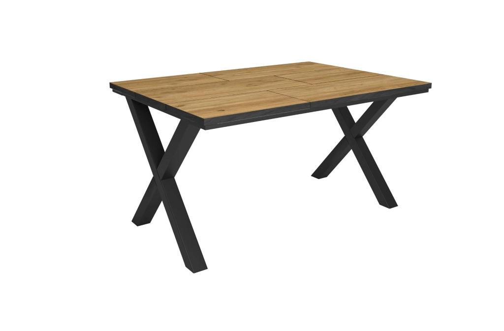 Tavolo da Pranzo, 140x90x74 cm, Per 6 persone, Tavolo Cucina, Rovere e nero