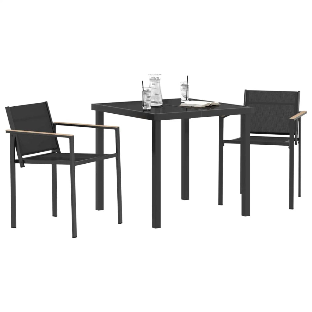 Set di Mobili da Esterno 3 pcs Nero e antracite 80 x 80 x 73 cm 3422885