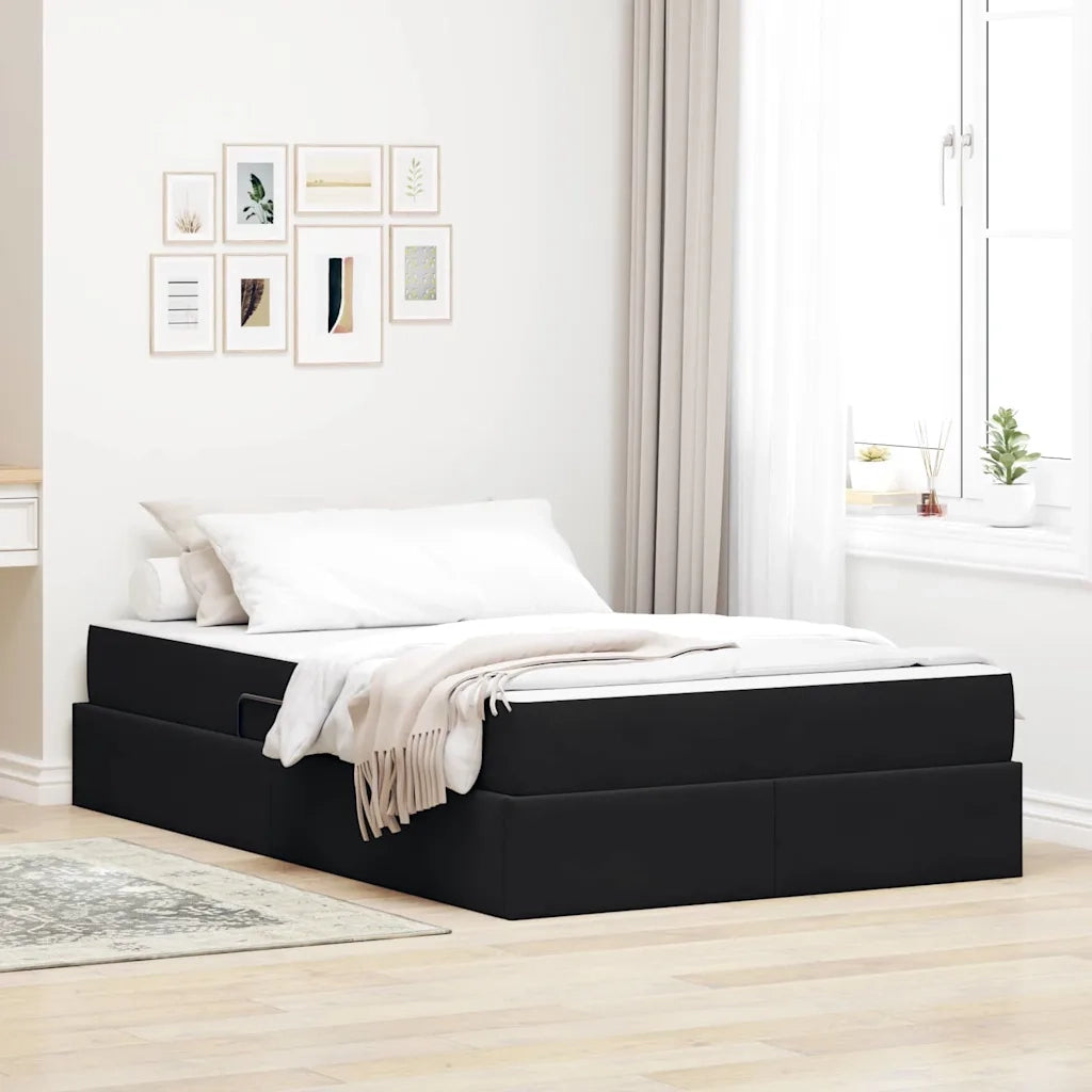 Letto con contenitore e materasso Nero 120 x 200 cm Velluto