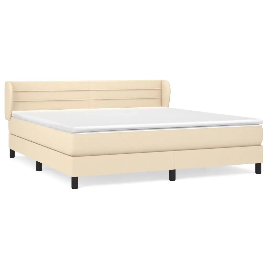 Giroletto a Molle con Materasso Crema 160x200 cm in Tessuto 3126338