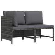Set Divani da Giardino 2 pz con Cuscini in Polyrattan Grigio cod mxl 71222