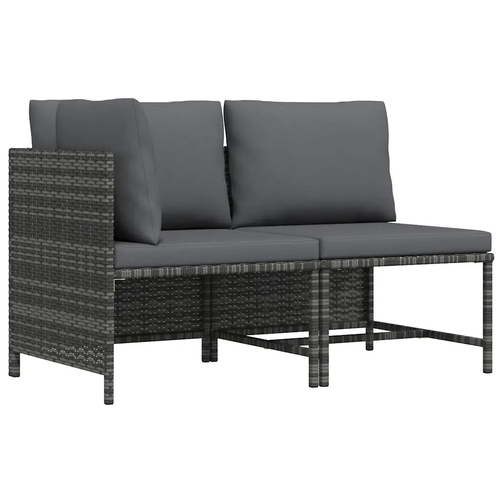 Set Divani da Giardino 2 pz con Cuscini in Polyrattan Grigio cod mxl 71222