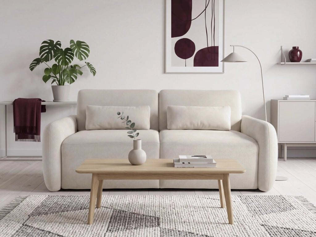 Divano letto trasformabile "Aurelie" - Materasso da 18 cm - Larghezza letto 140 cm - 3 posti - Beige