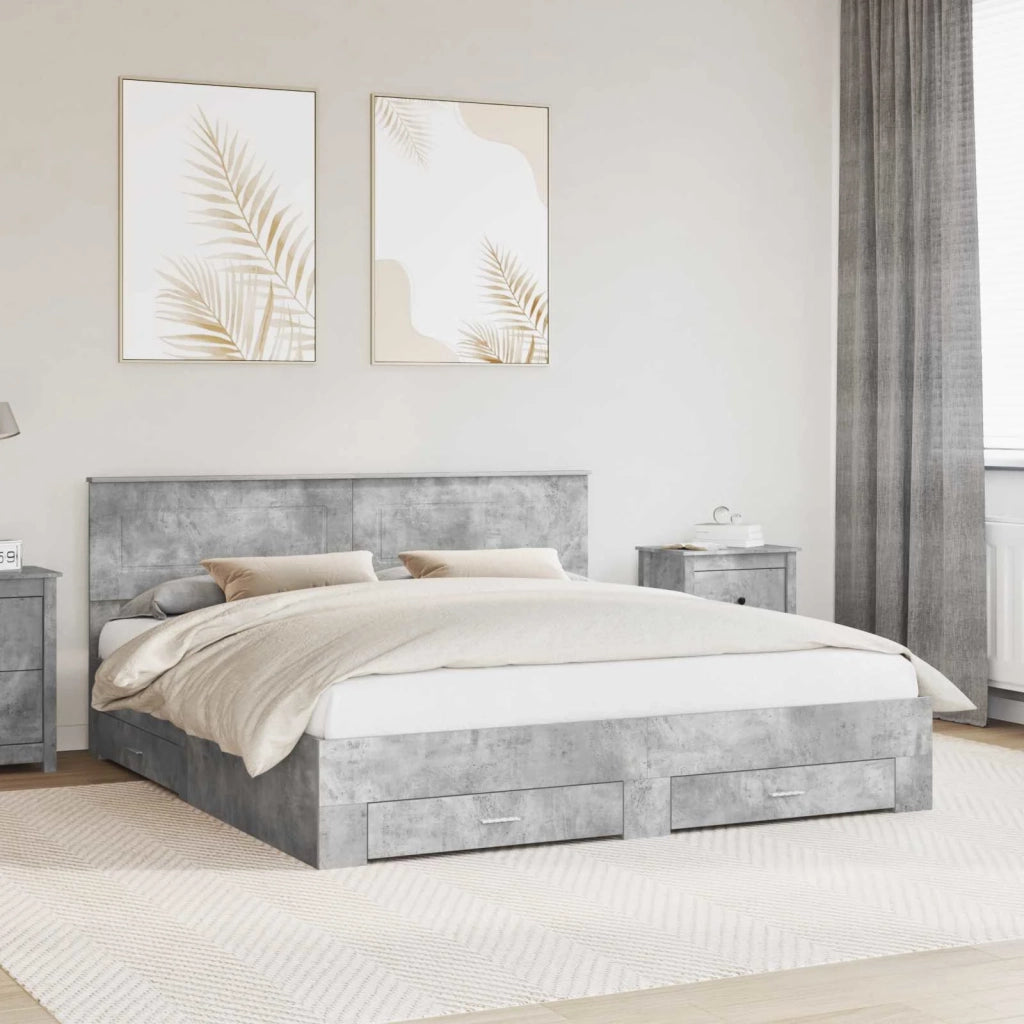 Struttura del letto con testiera Grigio cemento 180 x 200 cm