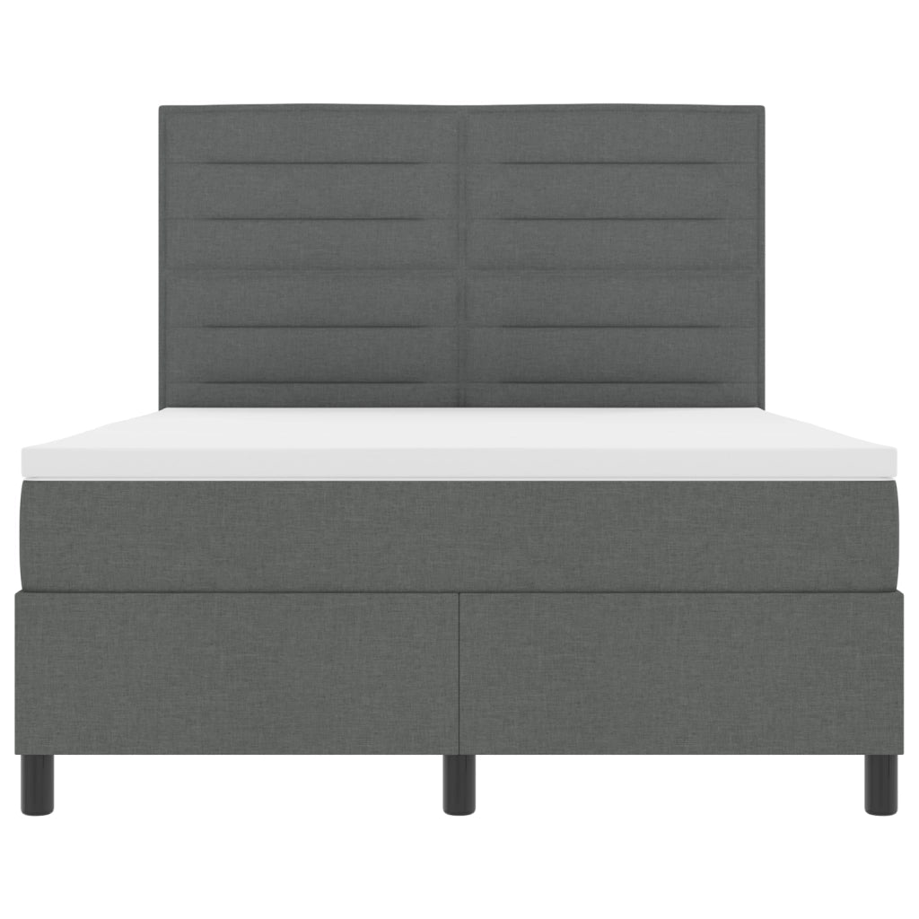 Letto con Box Spring e Materasso Grigio Scuro 140x190 cm Tessuto