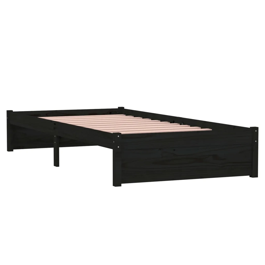 Giroletto Nero in Legno Massello 90x190 cm Single 814918