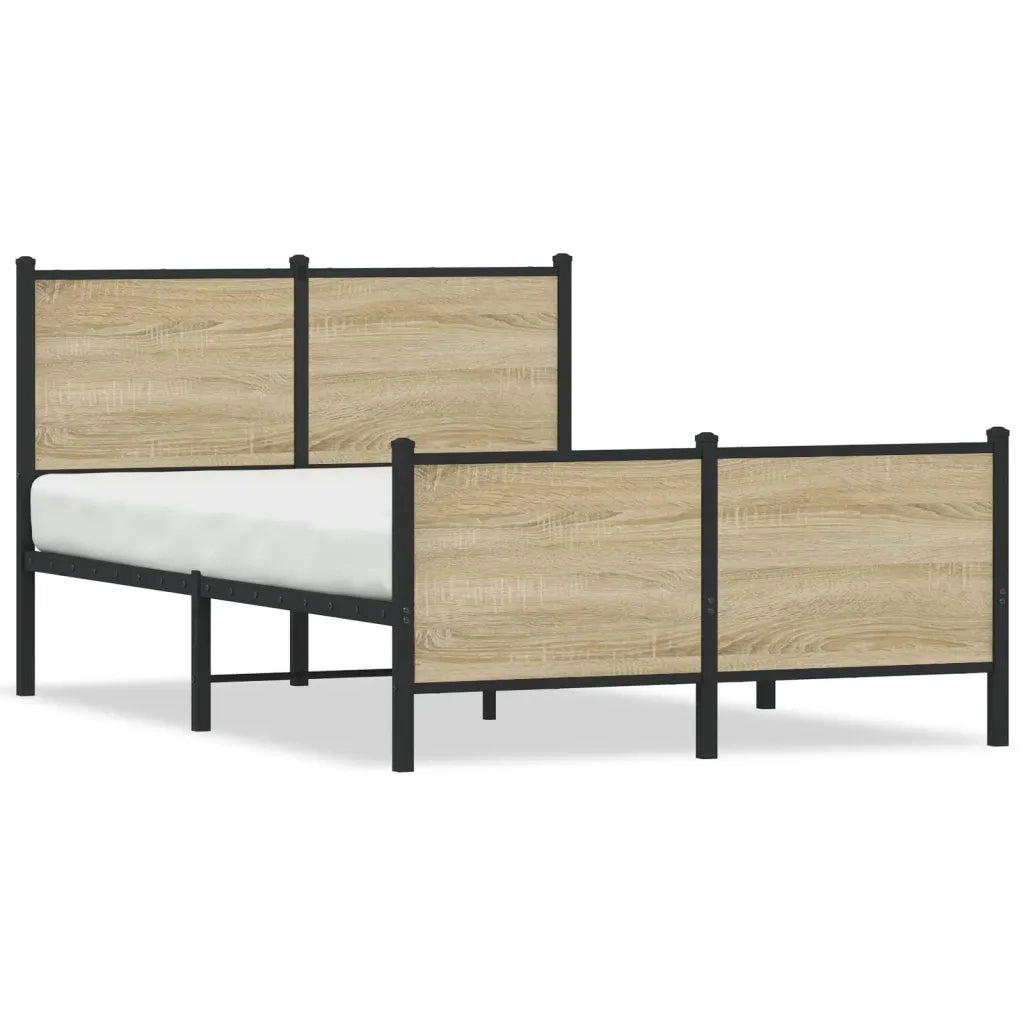 vidaXL Giroletto senza Materaso in Metallo Rovere Sonoma 120x200 cm