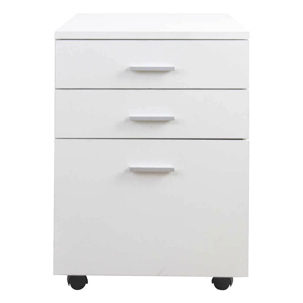 Cassettiera da Ufficio Scrivania in Legno MDF 3 Cassetti 46x45 H64cm Bianco