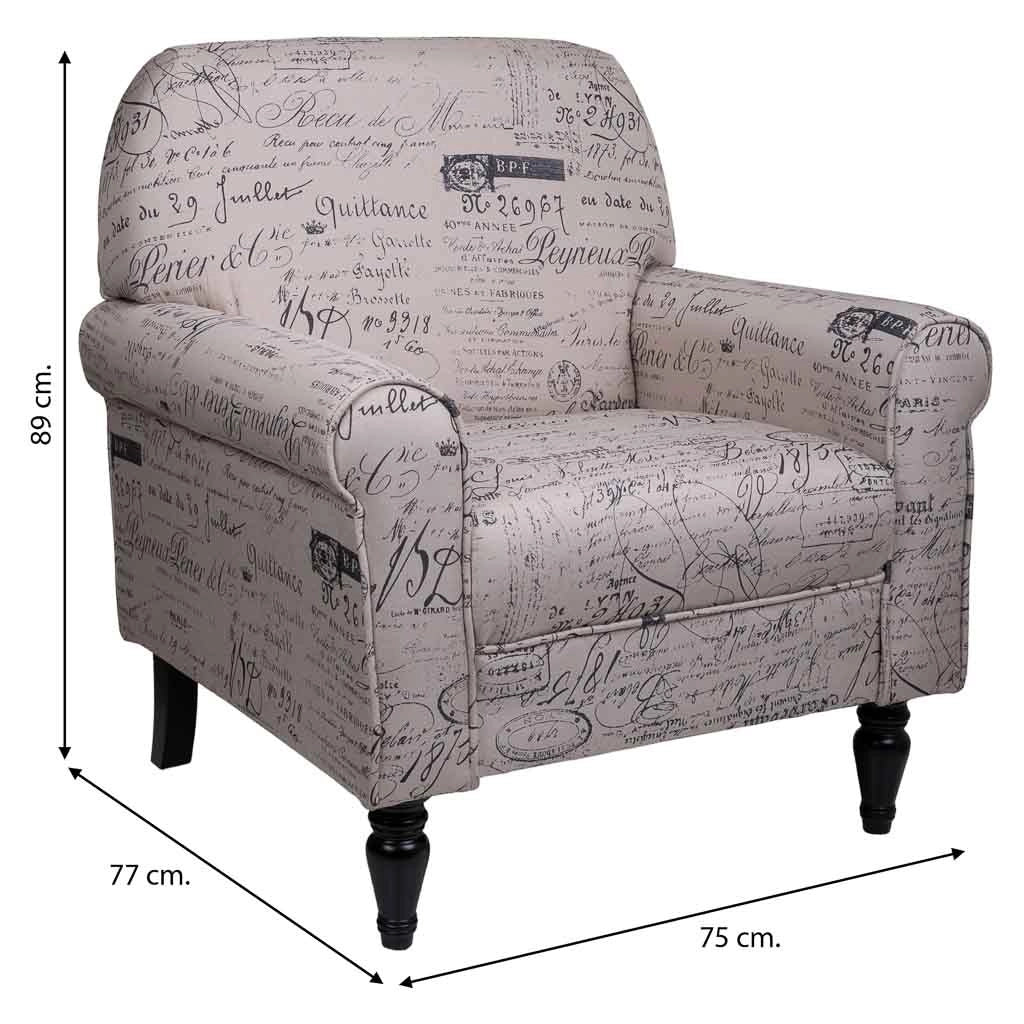 Poltrona imbottita grigia 75x77x89h