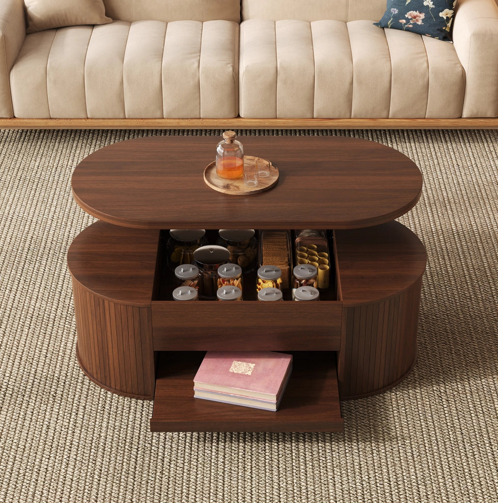 Tavolino da caffè sollevabile 110x55;5x40 cm in MDF colore noce