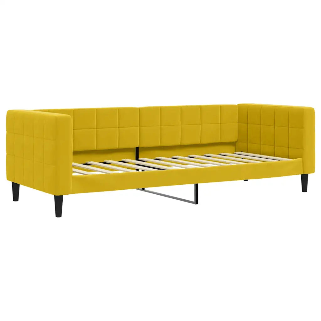 Divano Letto Estraibile con Materassi Giallo 80x200 cm Velluto 3196713