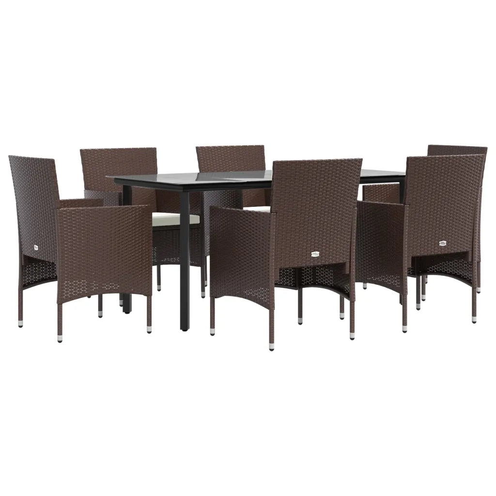 Set da Pranzo da Giardino 7 pz con Cuscini Marrone e Nero cod mxl 44577