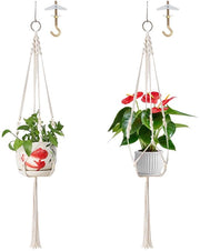 Hanger per piante a macramé 2 in 1 per interni, con 2 chiodi da parete, adatto per balconi, studi e bagni