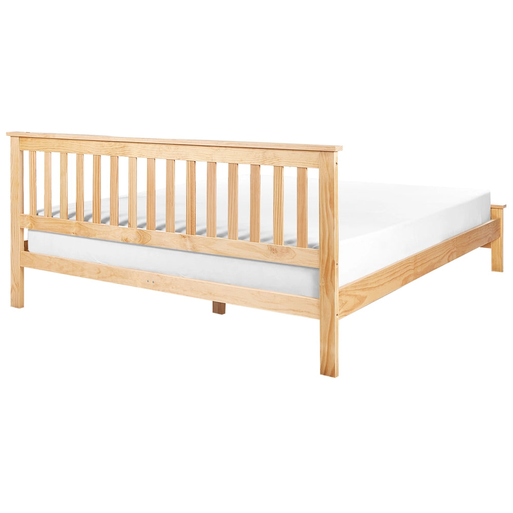 Letto matrimoniale moderno in legno massiccio con doghe in marrone chiaro 180 x 200 cm stile scandinavo