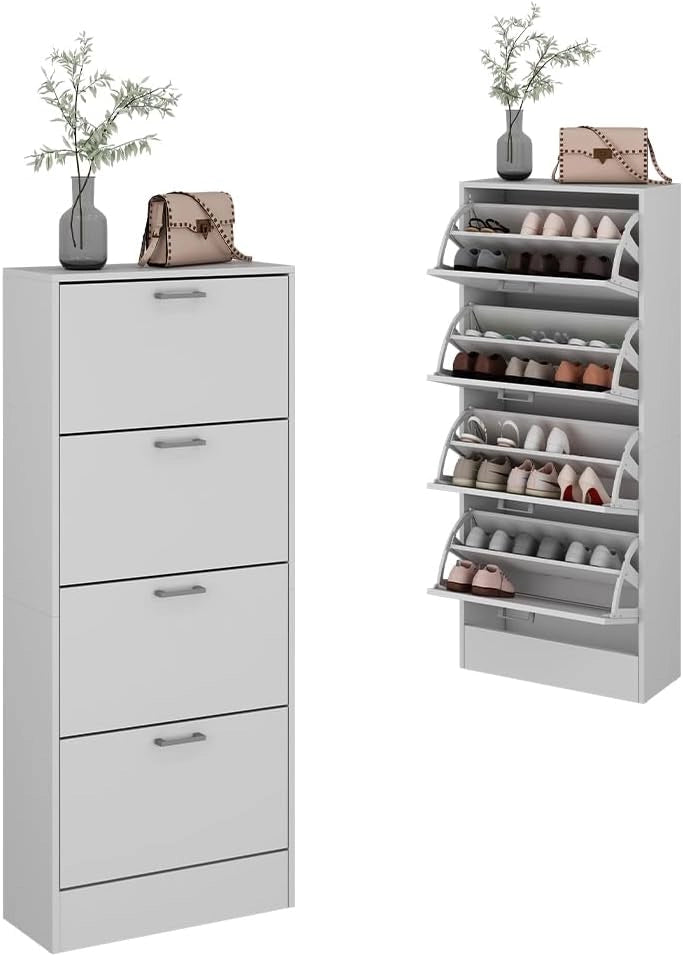 Vicco Scarpiera da ingresso Gregor, Bianco, 63 x 150 cm, per la conservazione delle scarpe e combinabile con scaffali