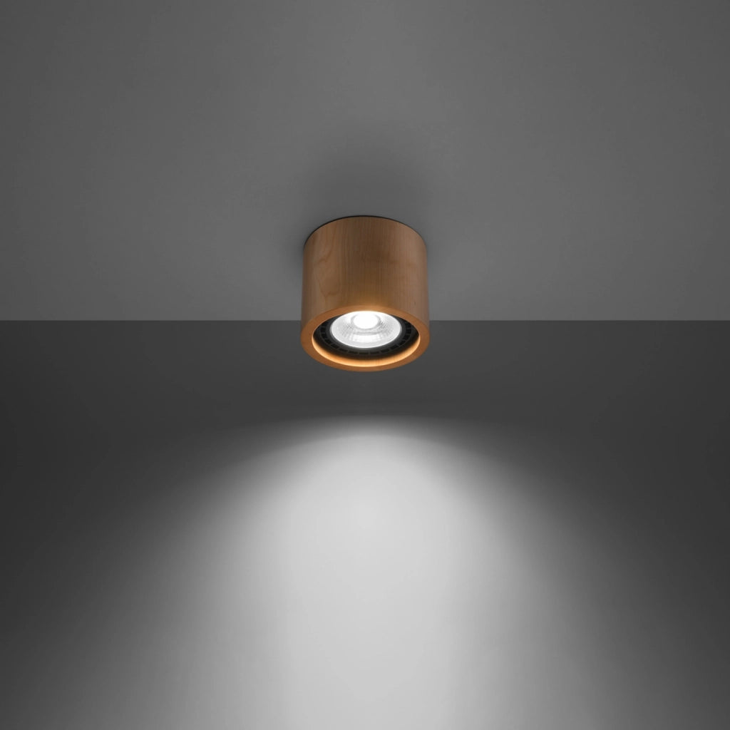 Spot soffitto legno naturale tondo 14cm 1xGU10 Pure Lume