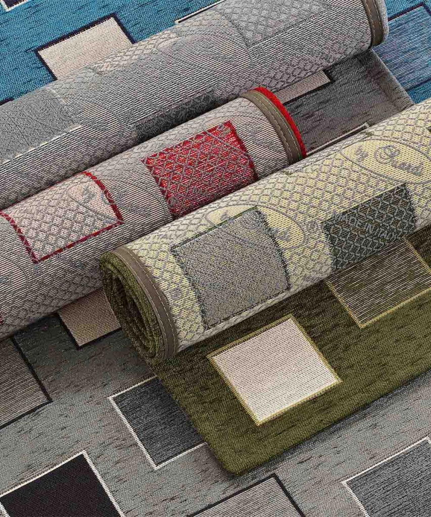 Tappeto moderno SQUARE MARRONE geometrico a quadri, tappetino bagno multiuso lavabile in lavatrice e anti-scivolo cm.55x80