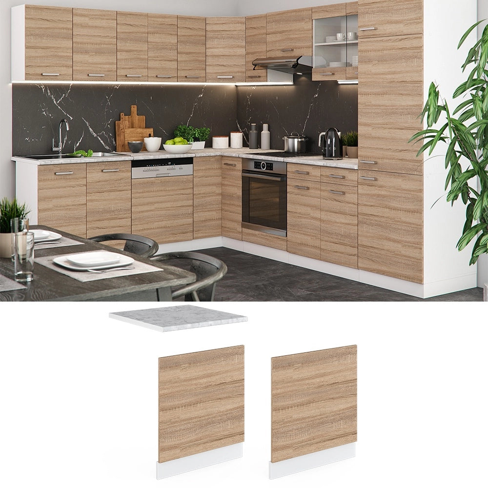 Pannello frontale R-Line Sonoma/Bianco 60 cm senza piano di lavoro Vicco