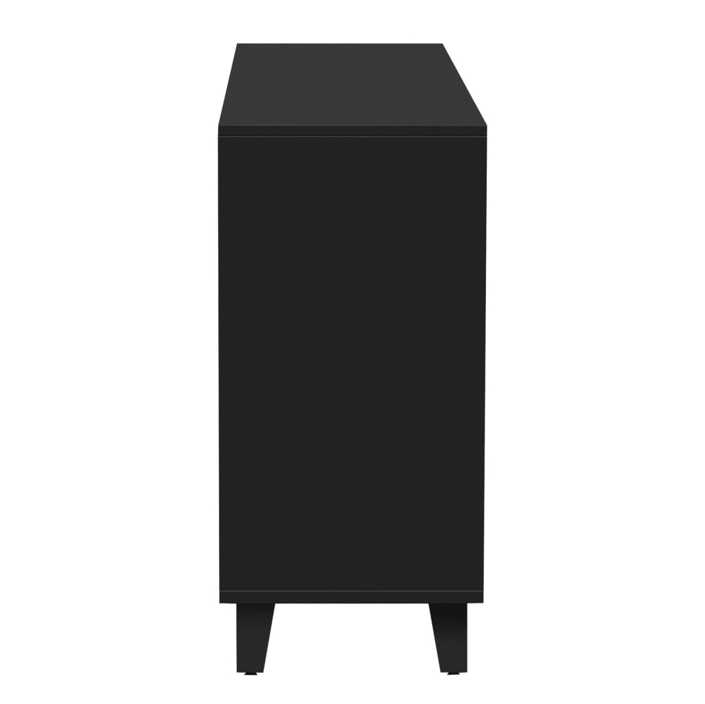 Credenza 160x40x84 cm con 4 ante; ripiani interni mobili; MDF nero