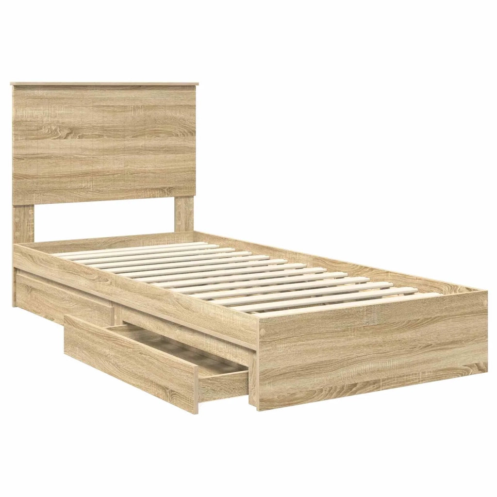 Letto con Contenitore con testiera Rovere Sonoma 90 x 200 cm