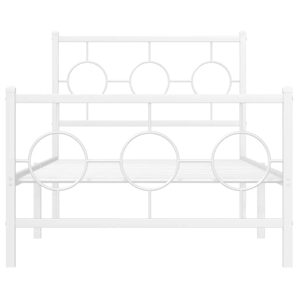 Giroletto con Testiera e Pediera-Struttura Letto Metallo Bianco 90x190 cm 270080