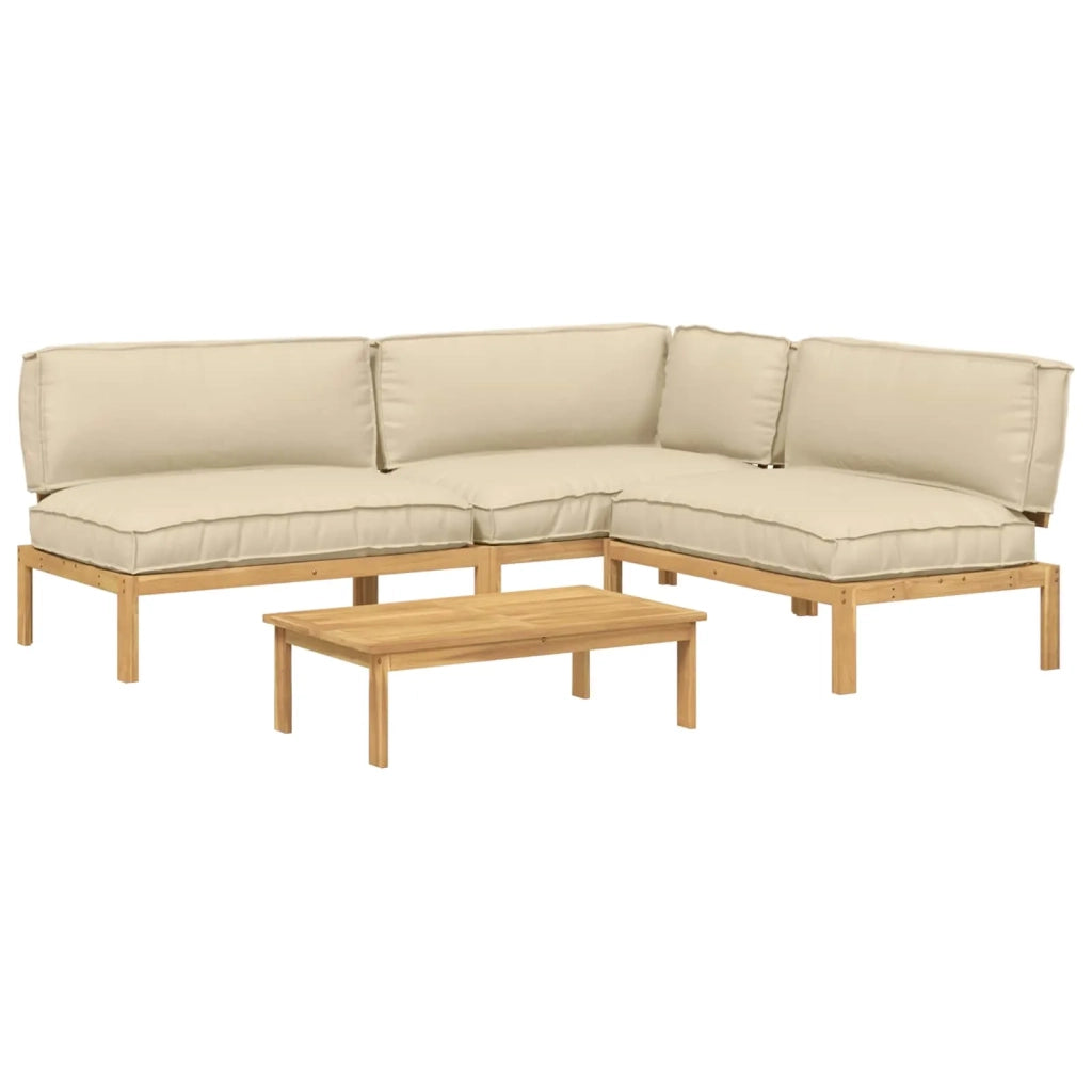 Set di divani con cuscino 4 pcs Beige Legno di Acacia Massello 3418327