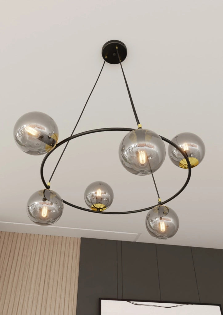 Lampadario sospeso Emibig Azura 6 luci nero grafite