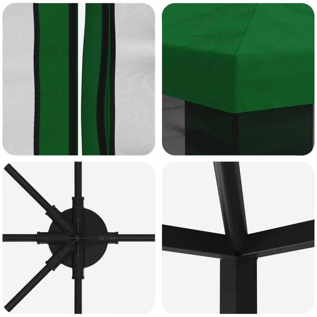 Gazebo con pareti laterali 6 x 3 m Verde Poliestere e Acciaio 3376023