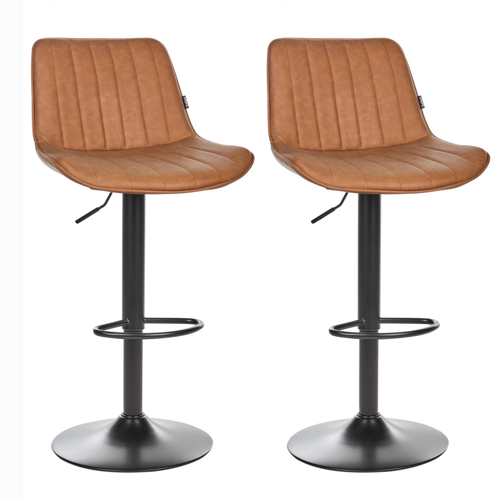 Set di 2 sedie da bar in pelle sintetica marrone gambe in acciaio nero senza braccioli set da pranzo salotto soggiorno moderno