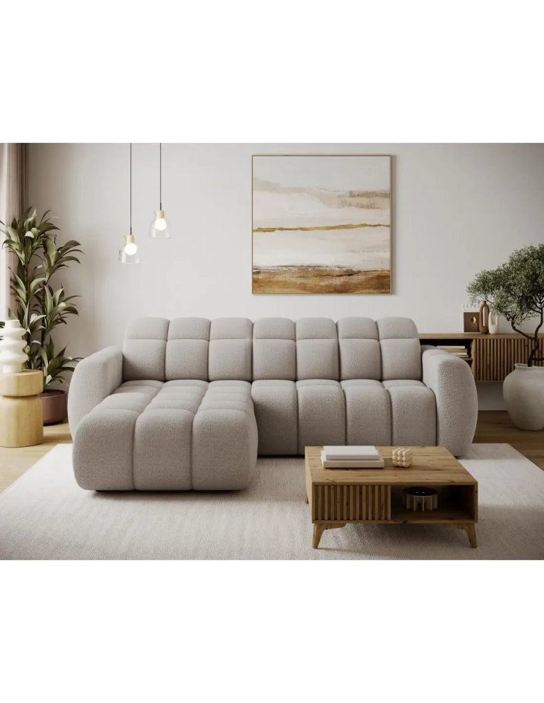 Divano ad angolo elettrico FANOTI 3 posti beige – angolo sinistro