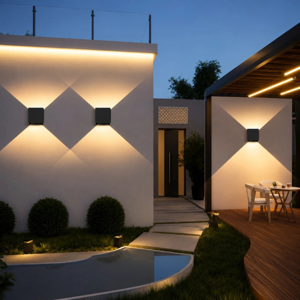 Applique Cubo Nera da Esterno IP65 G9 Sostituibile Lampada Parete Moderna LED Interno Esterno Fascio Regolabile