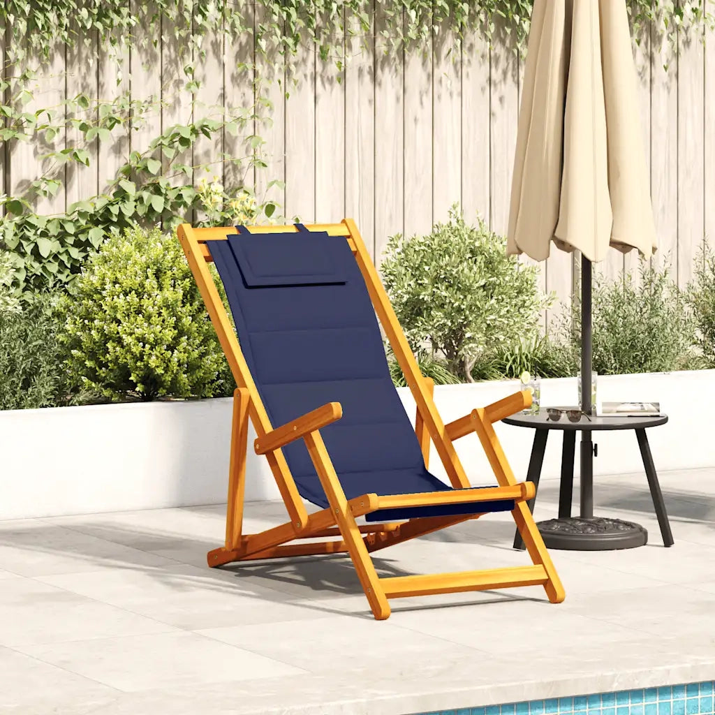 Sedia pieghevole con braccioli in legno di acacia blu e Textilene 4108069