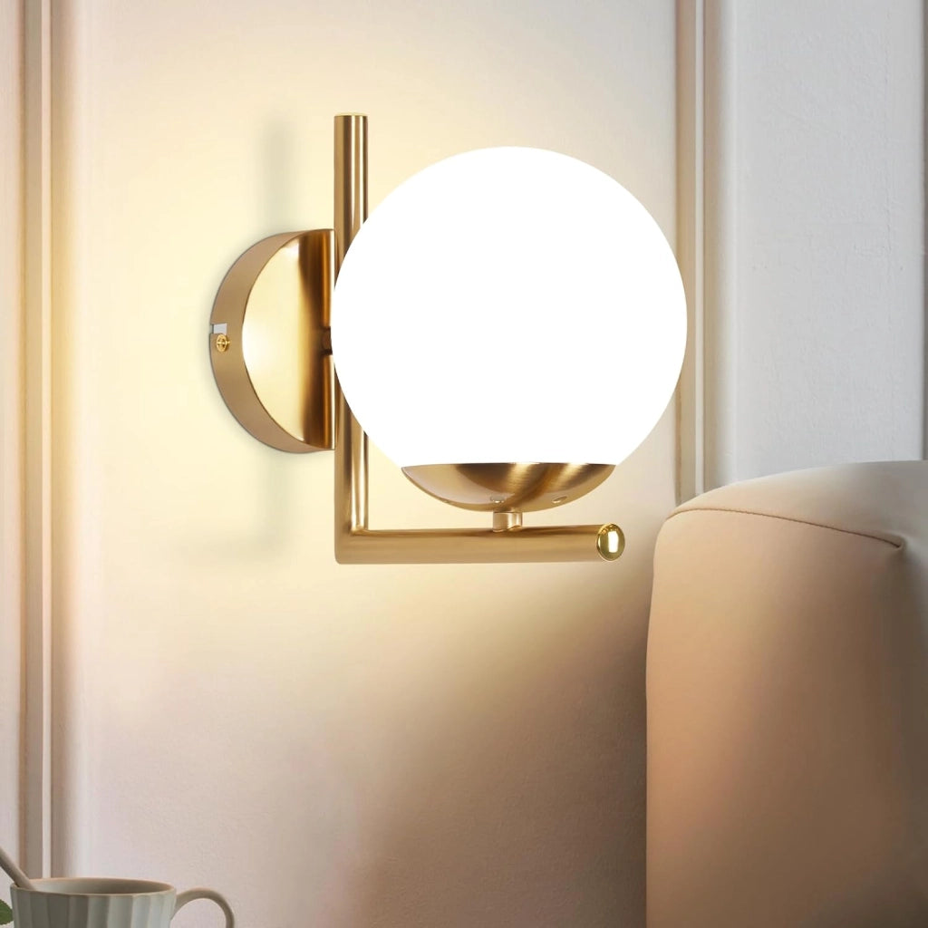 ZMH Lampada da parete moderna per interni in oro con paralume in vetro E27 applique da parete corridoio camera da letto