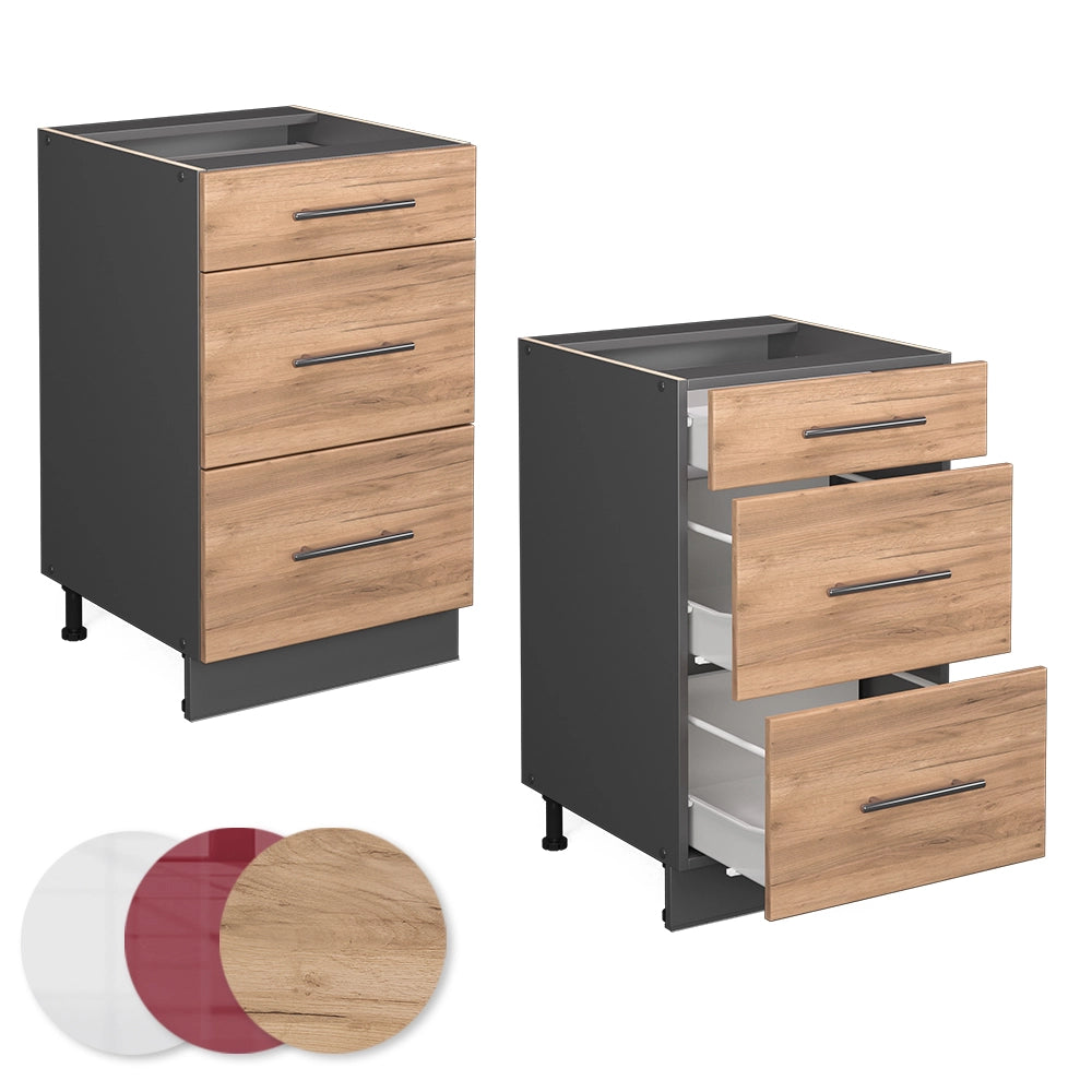Vicco Mobiletto base per cucina Quercia dorata 50 cm senza piano di lavoro