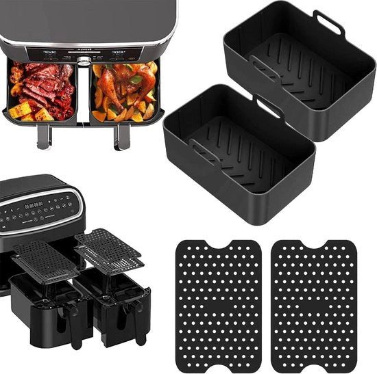 Pannenset in Silicone per Frittelle e Frittate - Antiaderente - Accessori per Fritto Forno a Microonde - Nero