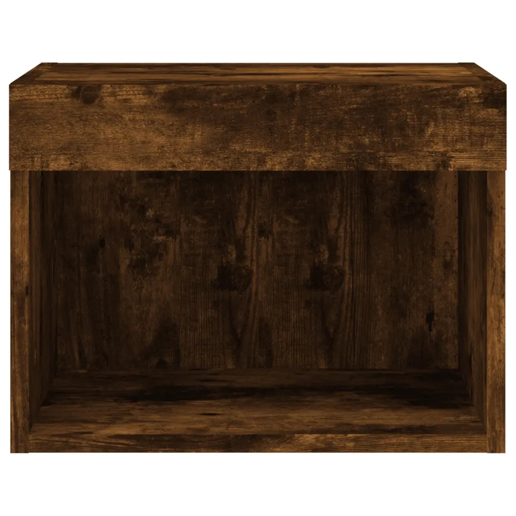 Comodini con Luci LED a Parete 2pz Rovere Fumo