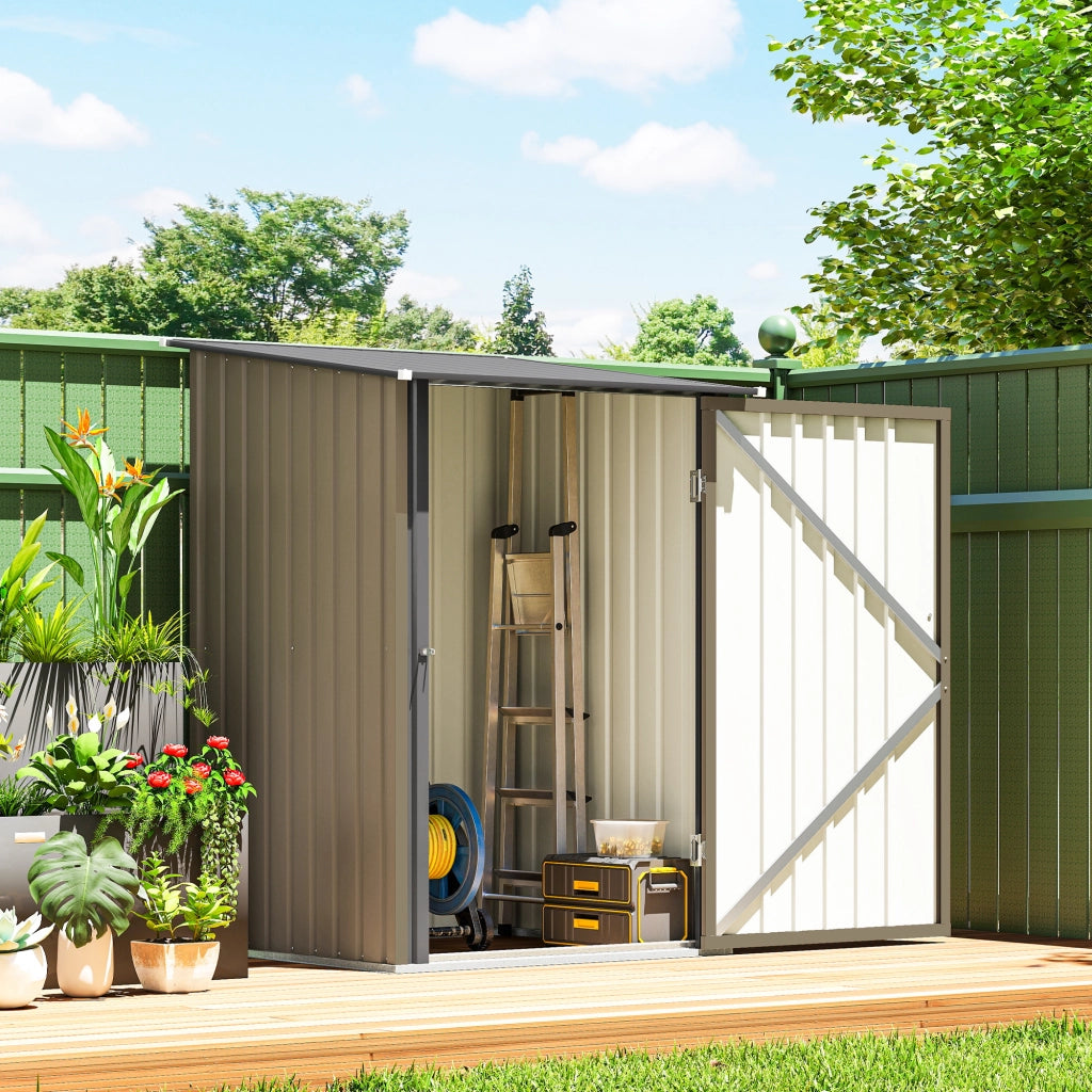 Casetta Giardino Porta Attrezzi in Acciaio Galvanizzato ¨C zephmum ¨C Marrone Grigio 100x104x160 cm