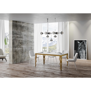 Tavolo allungabile 90x160/420 cm Karamay Evolution telaio Oro - Bianco Frassino