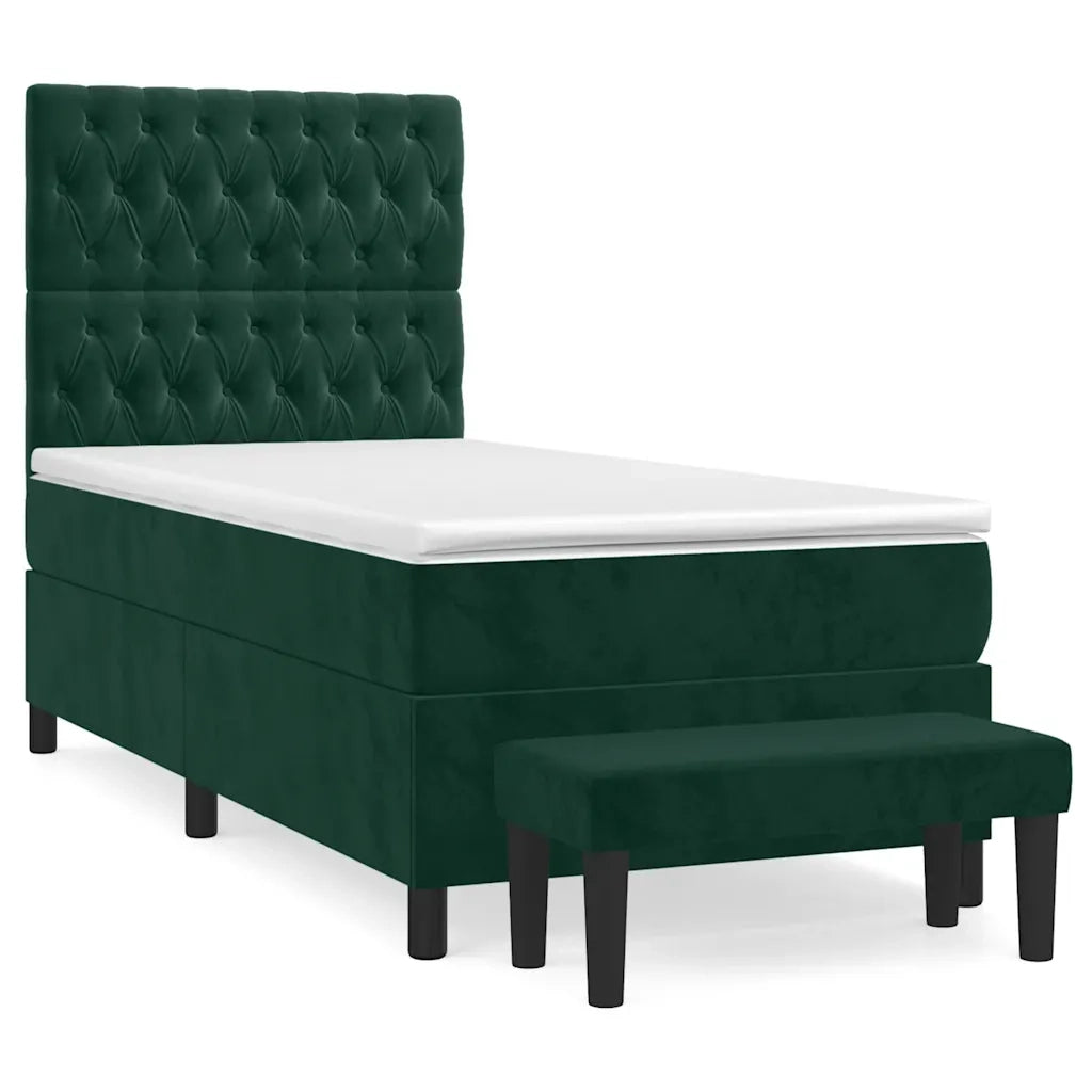 Giroletto a Molle con Materasso Verde Scuro 80x200 cm Velluto
