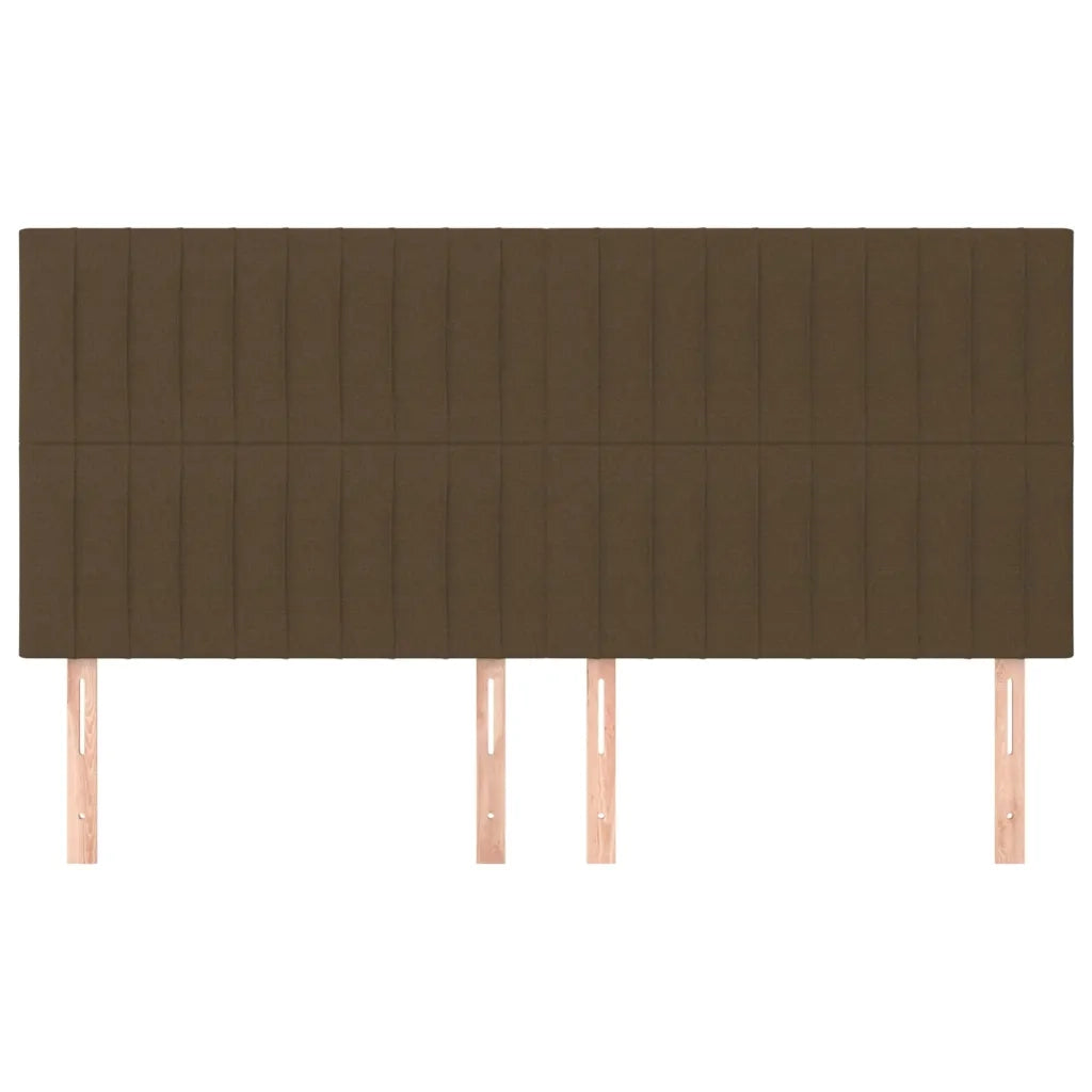 Testiera 4 pz Marrone Scuro 100x5x78/88 cm in Tessuto