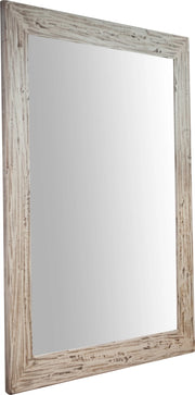 Biscottini Specchiera rettangolare a muro in legno massello di tiglio finitura crema anticata L90xPR3xH120 cm Made in Italy